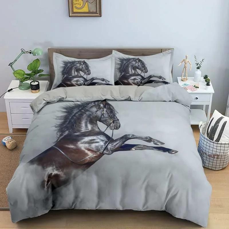 Horse Animal 3D Bedding Double Bed Duvet Cover Set for Adults Soft Home Textile No Sheet Full King Size Decor Bedroom Textile