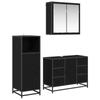 Bathroom Furniture Set 3 Pcs Black Oak Effect Wood Based Material