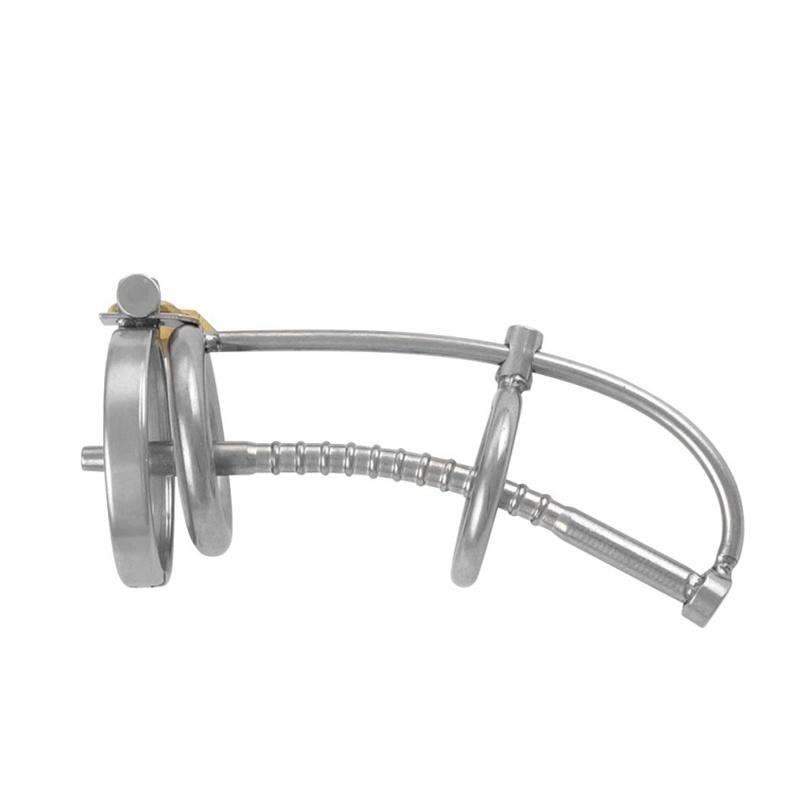 Cușcă de castitate Tub cu sunete lungi pentru cușcă de blocare din oțel inoxidabil, argintiu