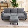 Upholstered sofa with USB and Type-C ports, 3-seater with two cup holders for living room, lounge and bedroom – L-shaped sofa bed, Grey, Linen