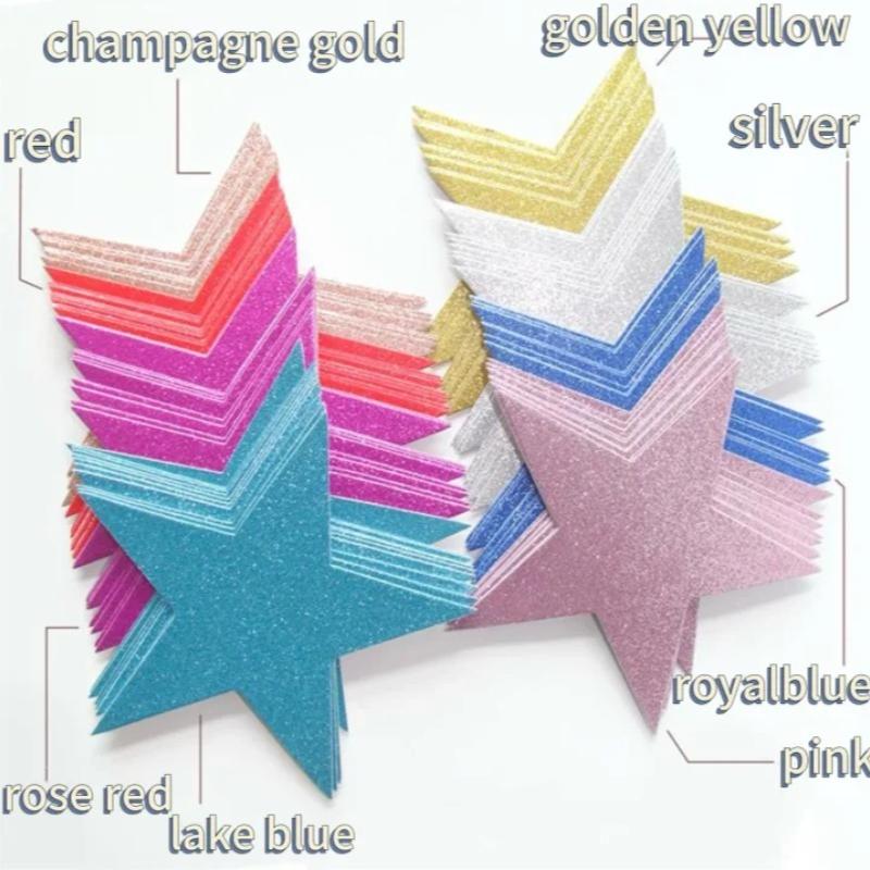 Shiny Five Pointed Star Eight Colors Paper Cuttings Stickers for Christmas Thanksgiving Wedding Room and Classroom Decoration