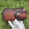 Foling Knife Holder Embossed Cowhide Scabbard Pocket  Knife Cover Second Layer Leather Case Camping Knife Holsters Belt Buckle