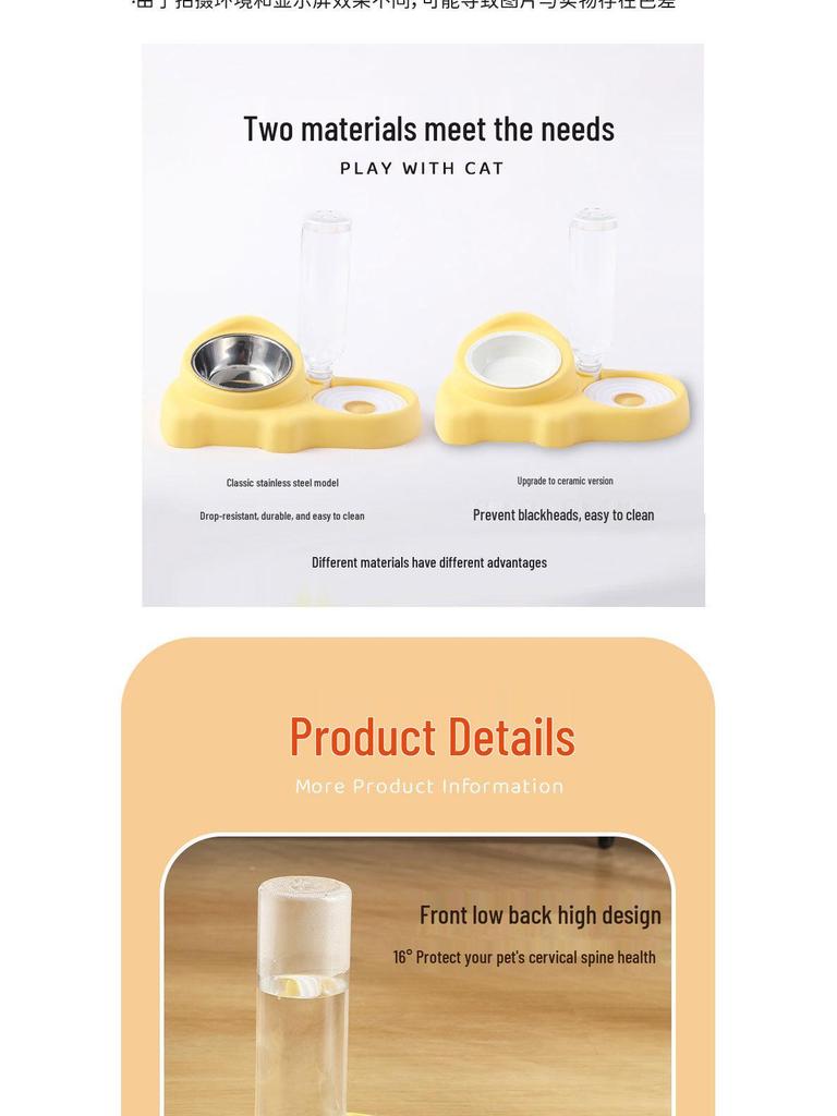 Dual-Use Ceramic Pet Feeder & Water Dispenser for Cats and Dogs