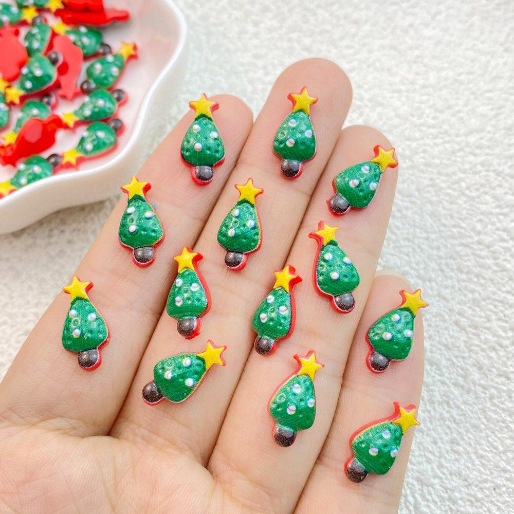 30Pcs New Cute Resin Cartoon Halloween, Christmas Collection Flat Back Manicure Parts Embellishments For Hair Bows
