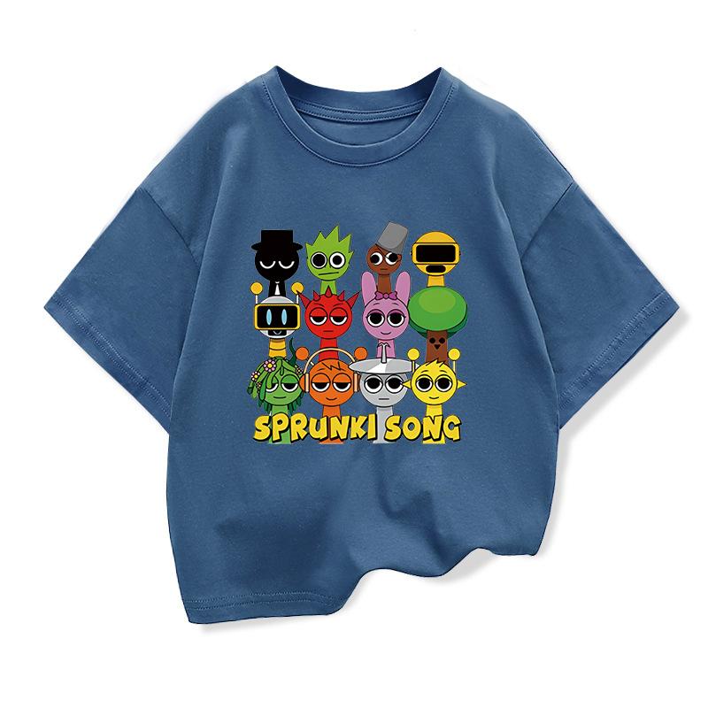 Детская игра Incredibox Sprunki Мультяшная футболка Футболка для малышек с коротким рукавом Топы для мальчиков Мультяшная одежда Детская одежда 110