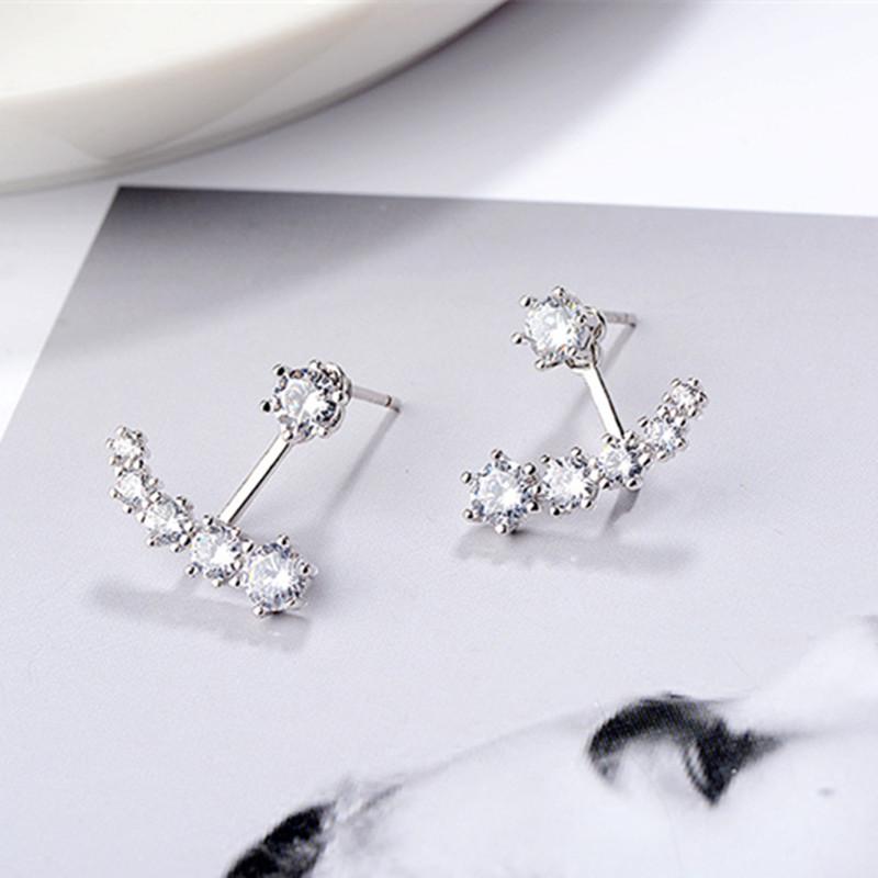 New 925 Silver Stud Earrings AAA Zircon High Quality For Women's Wedding Fine Jewelry Accessories Party Gift