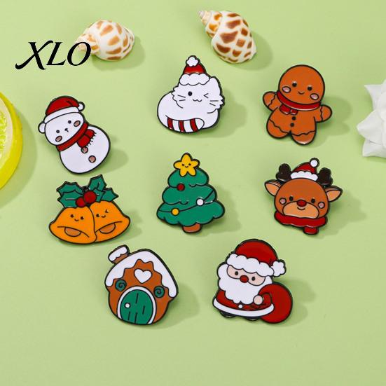 Weihnachtsoutfit Dekor Cartoon Emaille Brosche, Weihnachtsmann Elch Schneemann Baum Abzeichen Pin, Broschen Taschen Schals Kleidung Dekoratives Accessoire für
