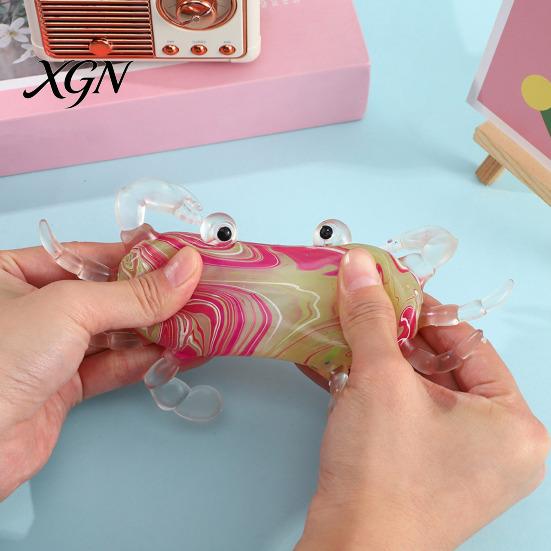Decompression Toy Crab Squeeze Slow-Rising TPR Fidget for Stress Relief Elastic Pinch Cute Transparent Claws Portable Gadget Kids Adults