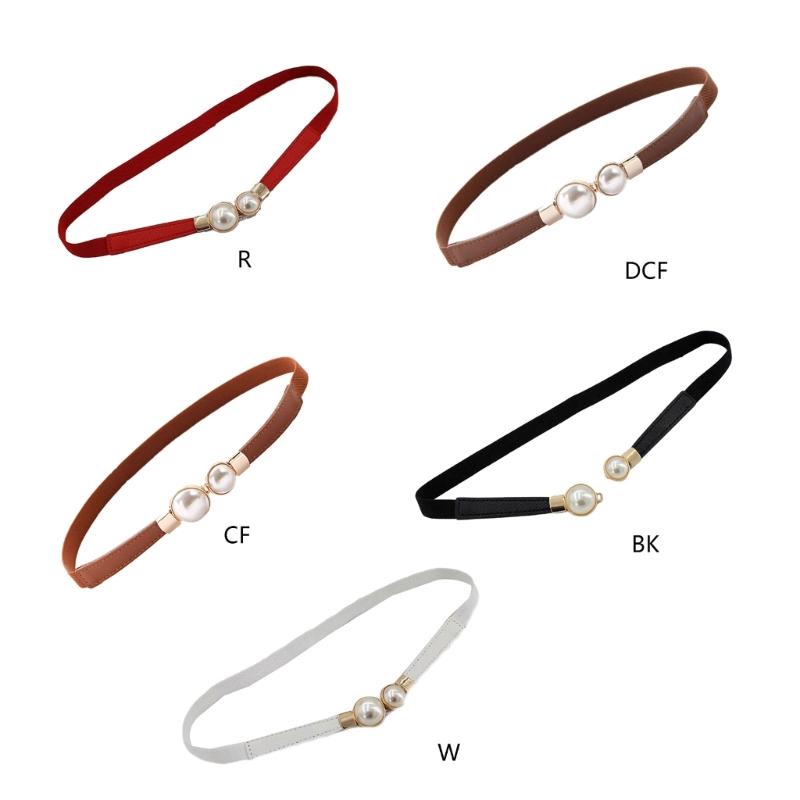 Waist Belt Golden Buckle Solid Color Skinny Belt for Dress Casual Wear Woven Stretchy Belt for Wrap Dress Halter Dress