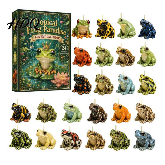 Frog Themed Ornaments Advent Calendar 2026 24 Days Christmas Countdown with Pcs 2D Gift Box Acrylic Ornaments Cute Hanging Pendants for Holiday