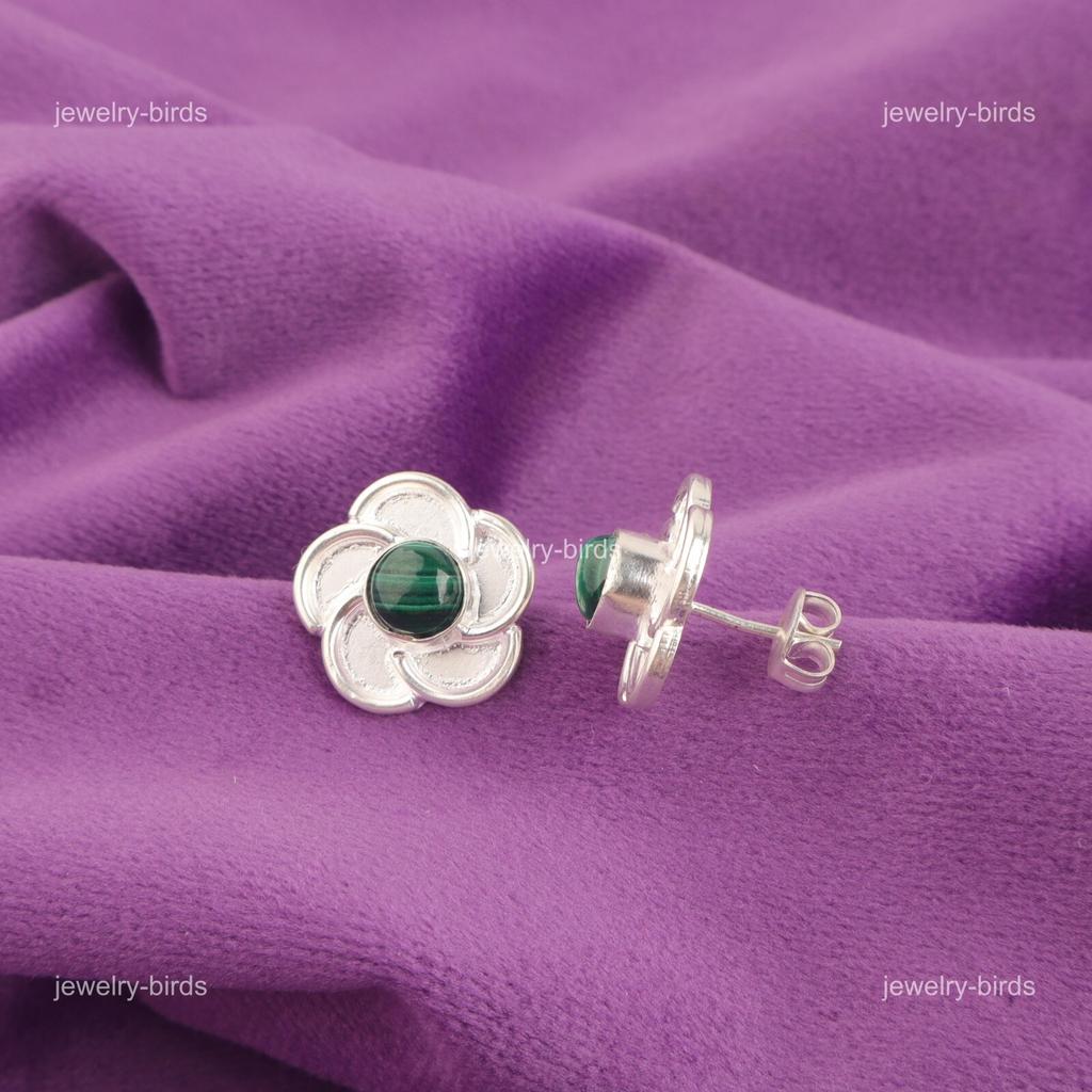 Natural Malachite 925 Sterling Silver Boho Stud Post Mother Gift Trendy Earrings EE-157-23