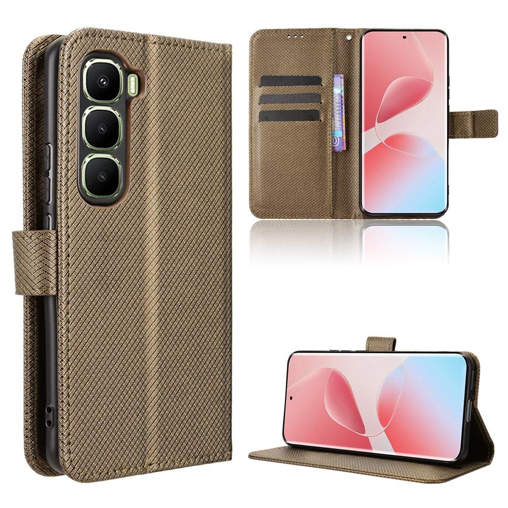 

For Infinix Hot 60 Pro+ 4G Leather Wallet Case with Strap Diamond Texture Phone Cover B