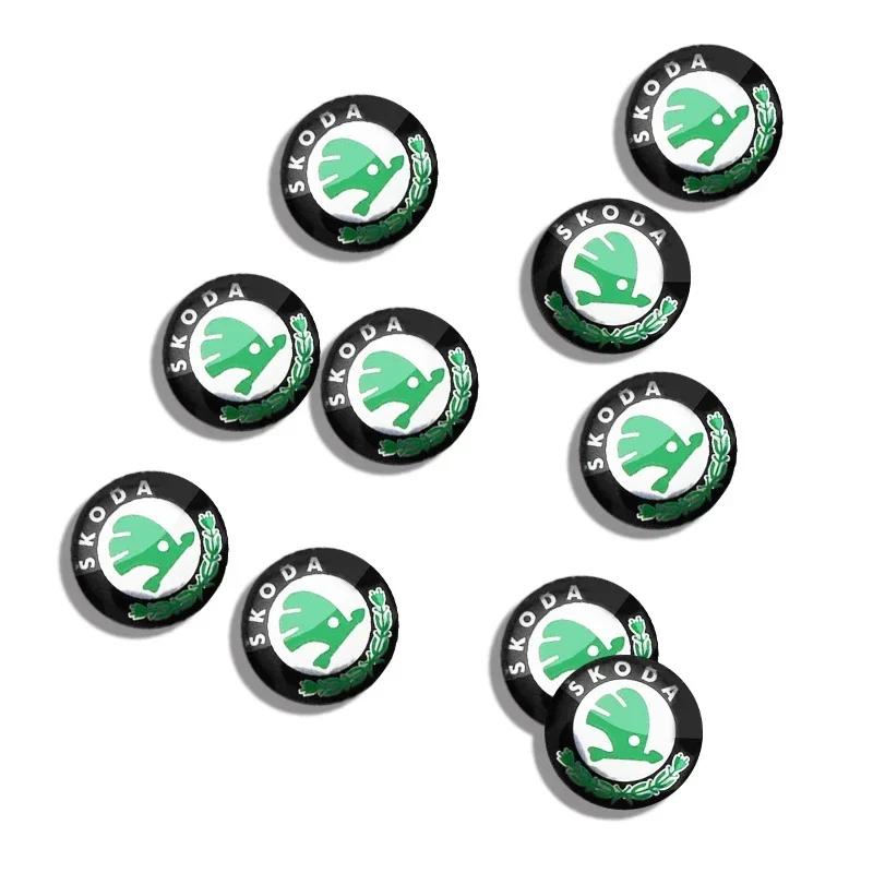 Bilklistermärke 2025 Nytt 14 mm Aluminium Bil Fjärrkontrollnyckel Skal Emblem Klistermärke För Skoda Octavia A2 A5 A7 Fabia Rapid Karoq Superb Kodia