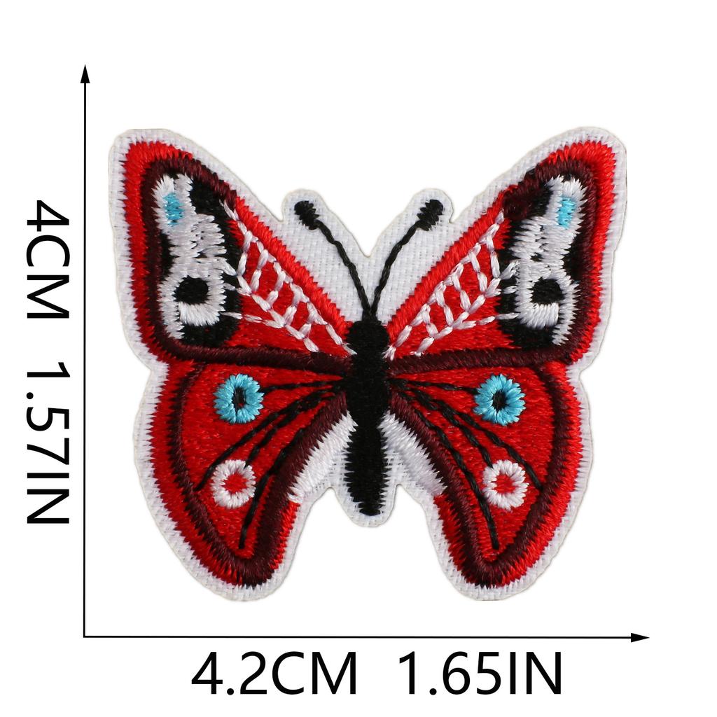 Butterfly World Embroidery Cloth Sticker Colored Flower Butterfly Computer Embroidery Label Clothes Decorative Patch Sticker Blue Butterfly