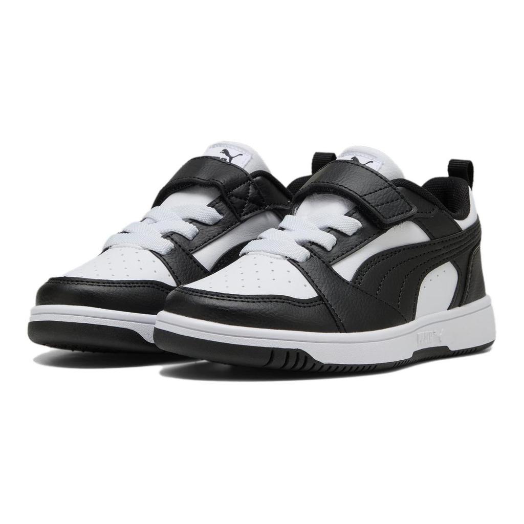Puma Rebound V6 Lo Classic Versatile Low-Top Kids Skate Shoes Kids Sneakers Black White 397419-01