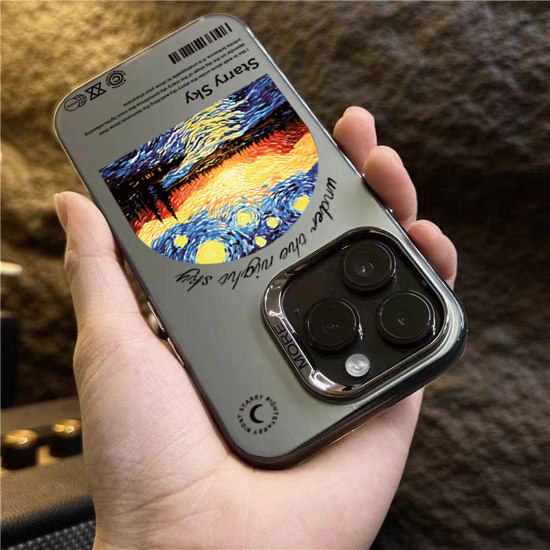 Van Gogh Oil Painting Matte Laser Phone 16 14 15 For iPhone 13 12 11 Pro Max Cover Case Funda