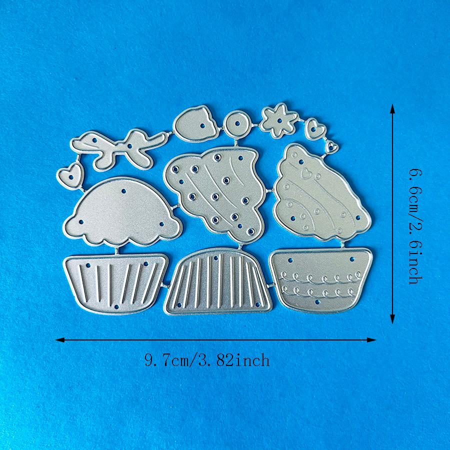 3 Stück Cupcake Stanzformen für Kartenherstellung, Stanzschablonen, Metall Stanzform, Scrapbooking Stanzformen, DIY geätzte Prägeschablone für Basteln