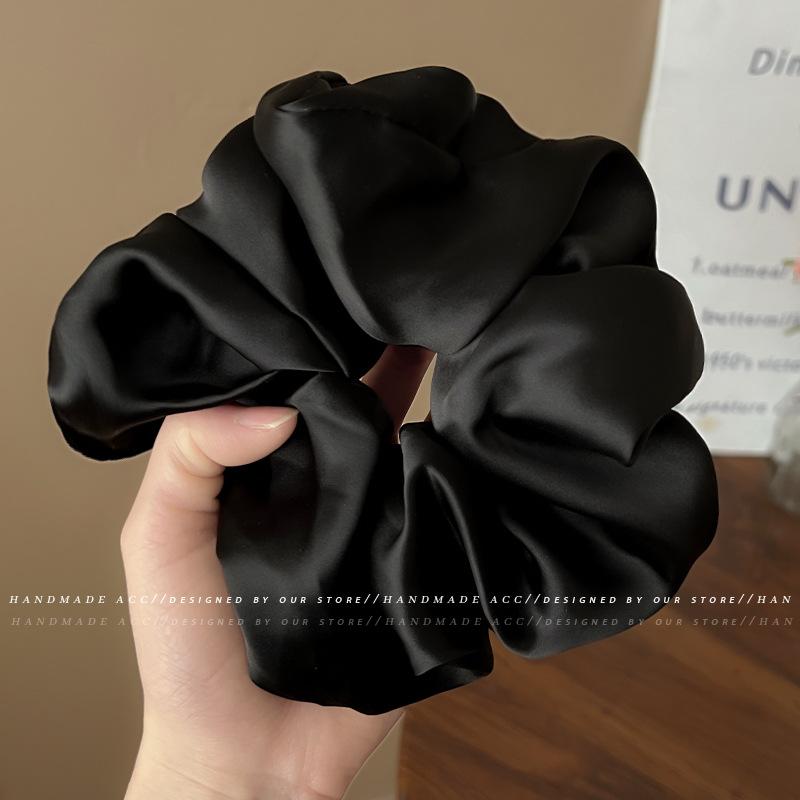 1Pc New Cream Glossy Pleated Large Intestine Hair Band Back Head Hair Rope Atmosphere Gentle Versatile Hair Accessories Women