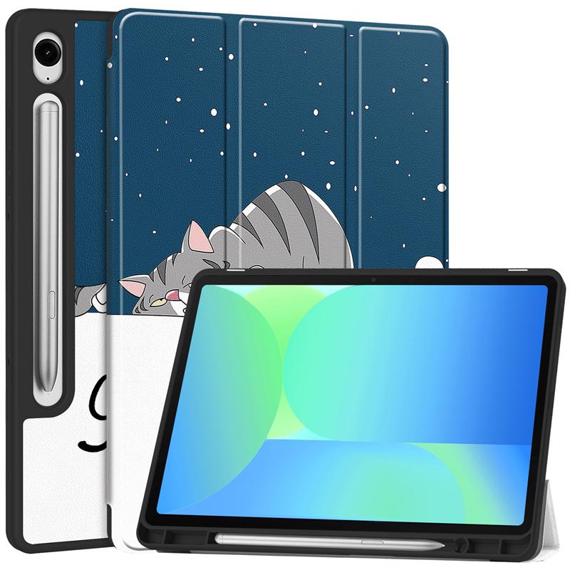 Coque For Samsung Tab S10 FE Case Magnetic PU Leather Fold Smart Cover For Galaxy Tab S9 FE / S10 FE 10.9 Case With Pen Holder
