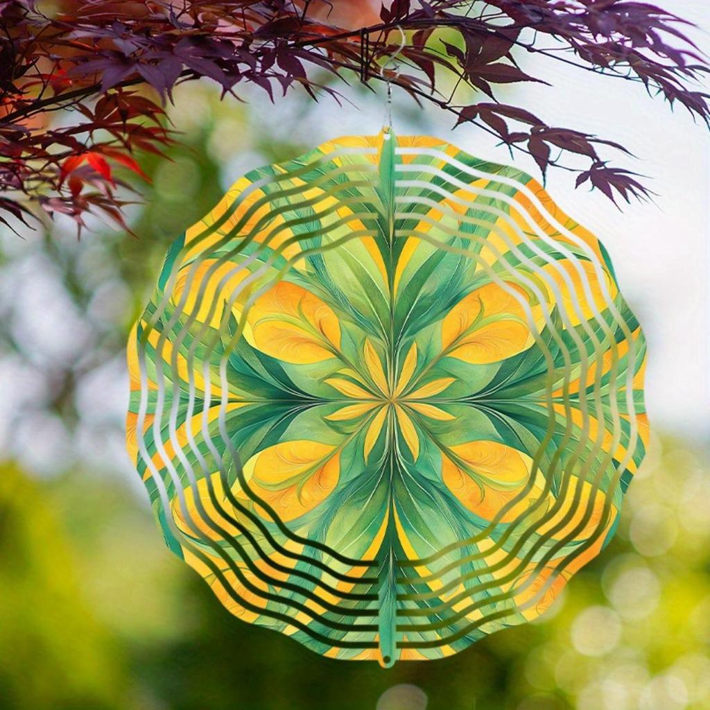 10 Inch Metal Wind Spinner with 360 Degree Hook Vibrant Leaf Design for Garden Balcony Outdoor Decor All Season Hanging Ornament