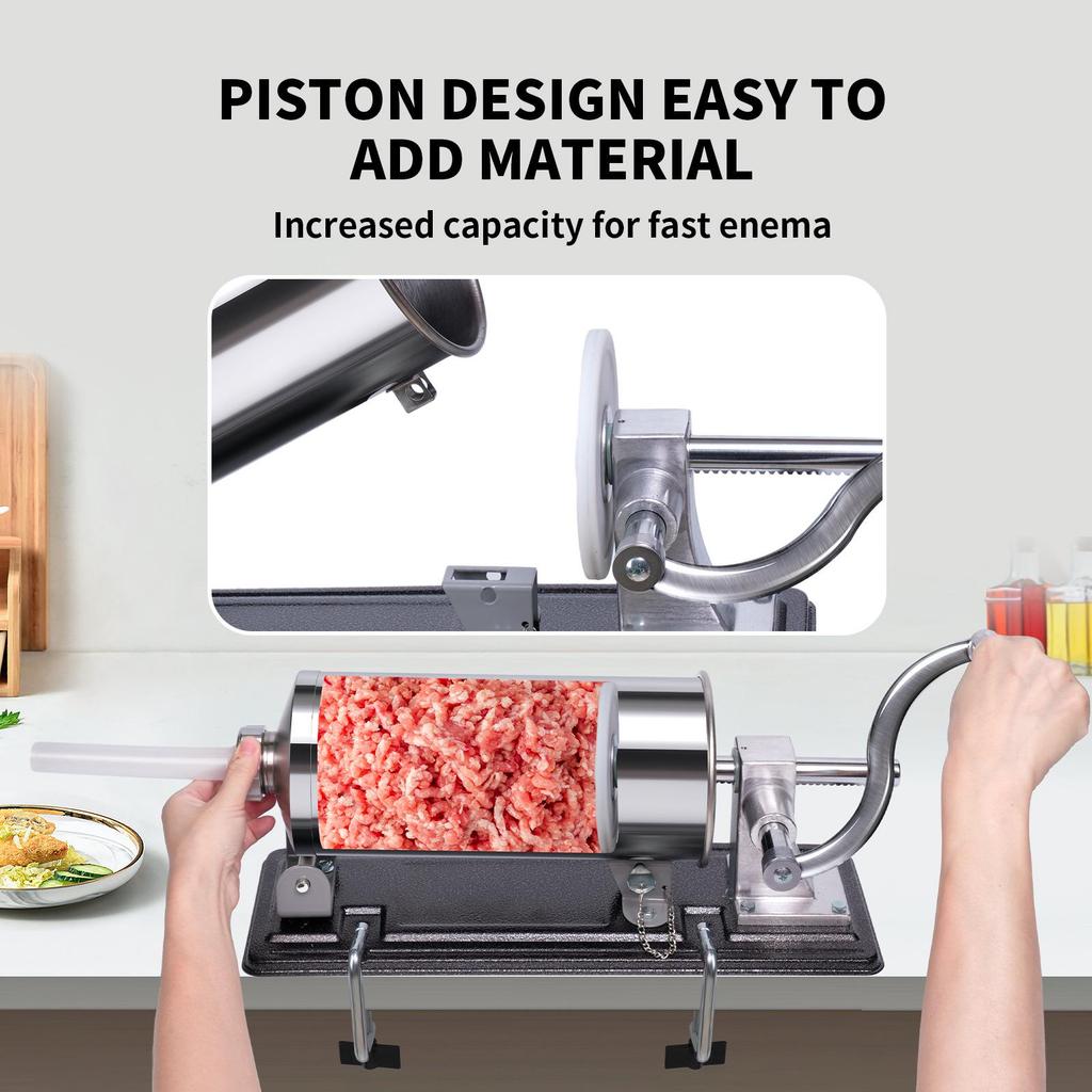 Stainless Steel Manual Sausage Stuffer for Home Use - Large Capacity