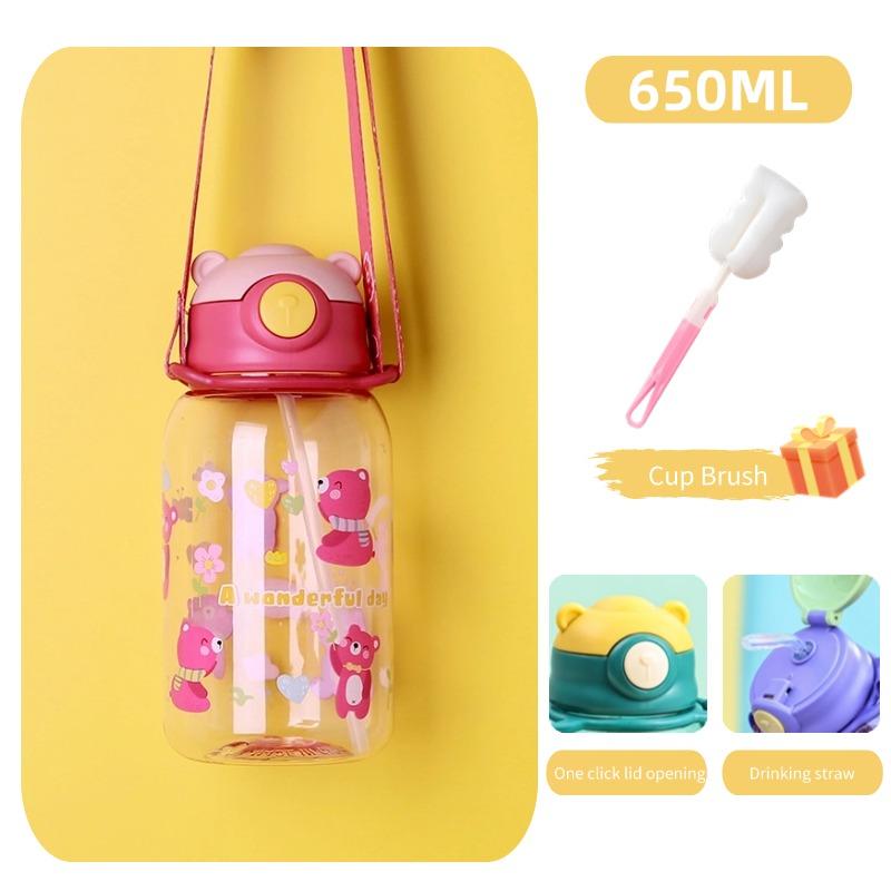 400/650ML Free BPA Leakproof Water Bottle Kids Water Cup Creative Cartoon Cup with Straw Portable Plastic Water Cup for Children