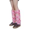 Verdickte Stiefelmanschetten Beinwärmer für Damen Winter Warm Harajuku Vintage Süß Rosa Floral Flauschig Plüsch Stiefelabdeckung Lange Socken