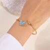 Stainless Steel Love Heart Shape Open Bracelet For Women Gold Plated Crystal Zircon Exquisite Open Bangle Waterproof Jewelry