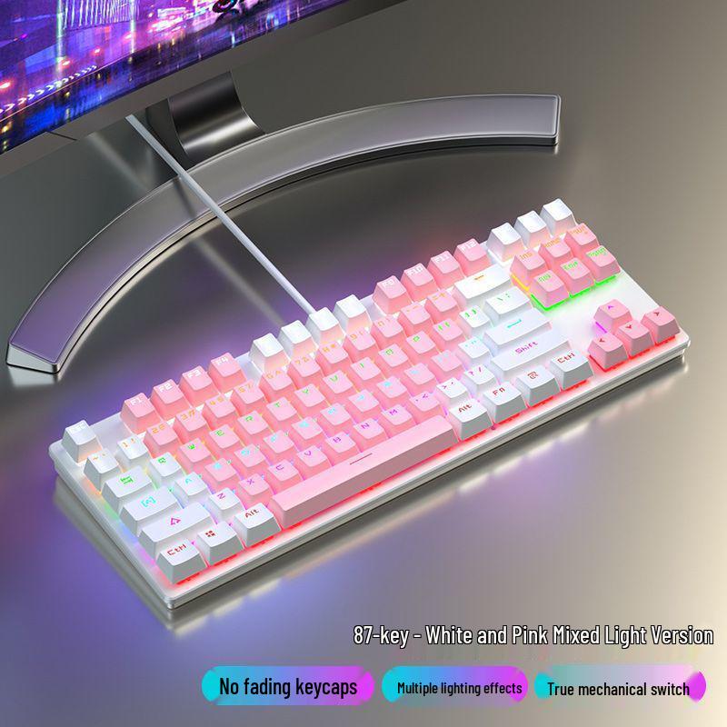 87-Key Mechanical Keyboard with Blue, Black, Red, Brown Switches - Wired for E-sports, Gaming, Typing, Desktop, Laptop, Universal Compatibility
