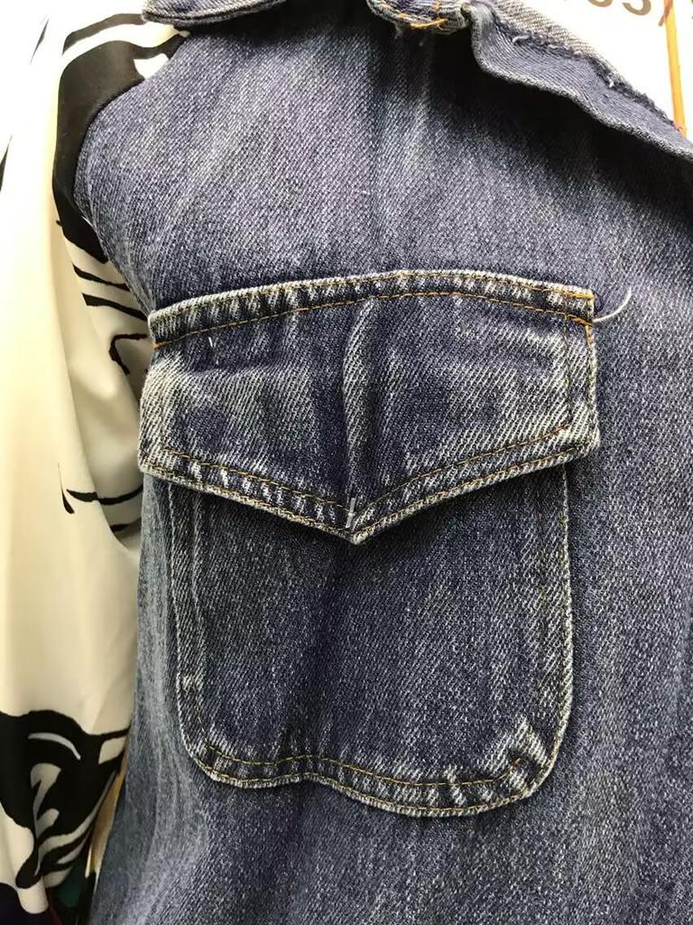 Geacă de vânt din denim pentru femei 2025: Model Abstract Creativ, Croială Largă, Jachetă Denim Spălat