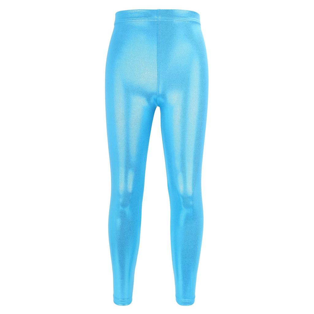 Leggings da Ballo e Yoga per Bambini in Lamina Dorata Lucida: Alta Elasticità, Traspirante