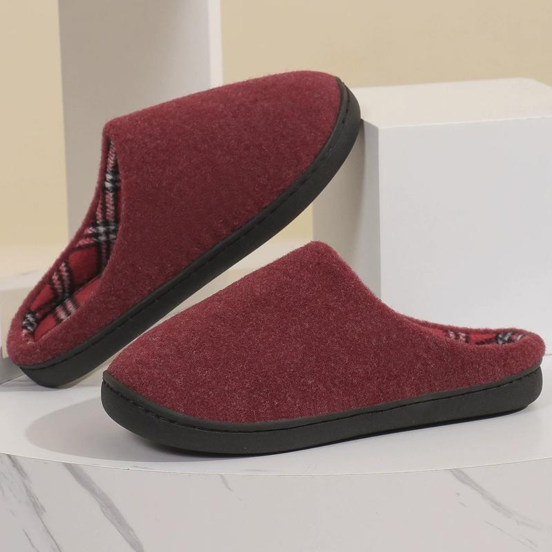 

Fashion Concise Non Slip Cotton Slippers Women Winter Indoor Thicken Warm Cotton Slippers Woman Solid Color House Plush Slides Female 44-45 вино красного