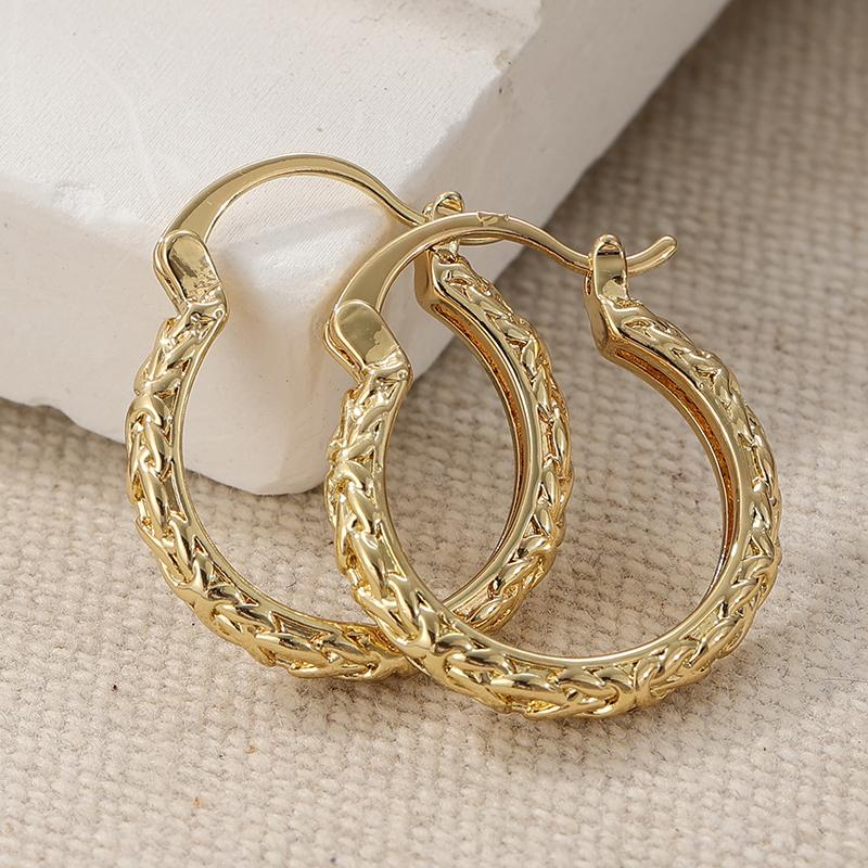 

Vintage Classic Gold Color Hoops Women s Earrings Metal Hand Carving Surrounding Party Daily Wear