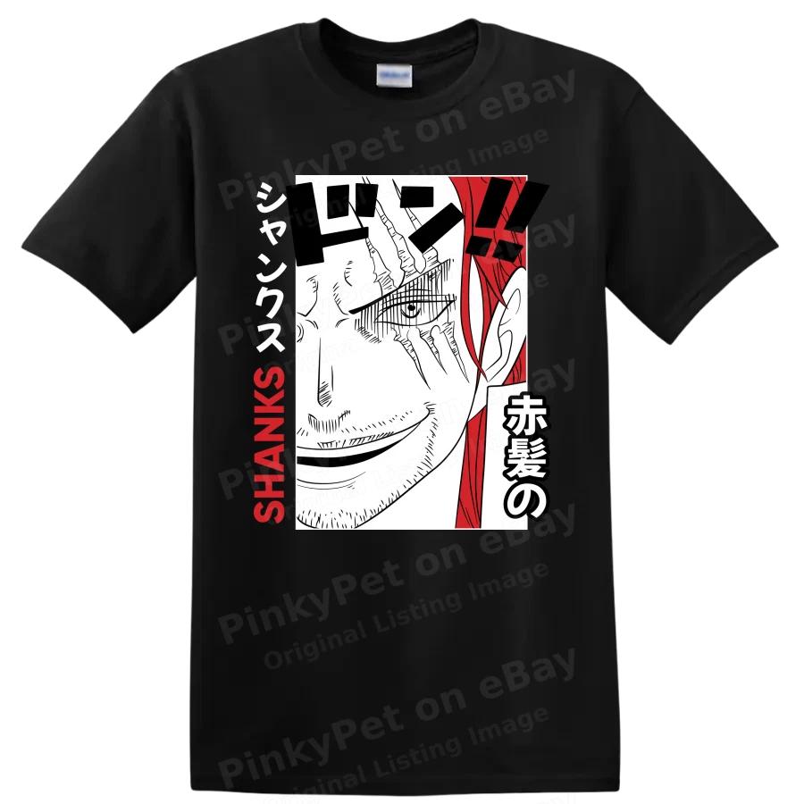 Shanks One Piece Red Hair Anime Manga Graphic T Shirt Pirate Crew Tee Design