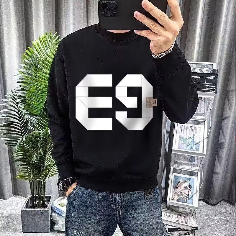 

Trendy European Men s Printed Round Neck Hoodie - Slim-Fit, Versatile Autumn/Winter Top XL