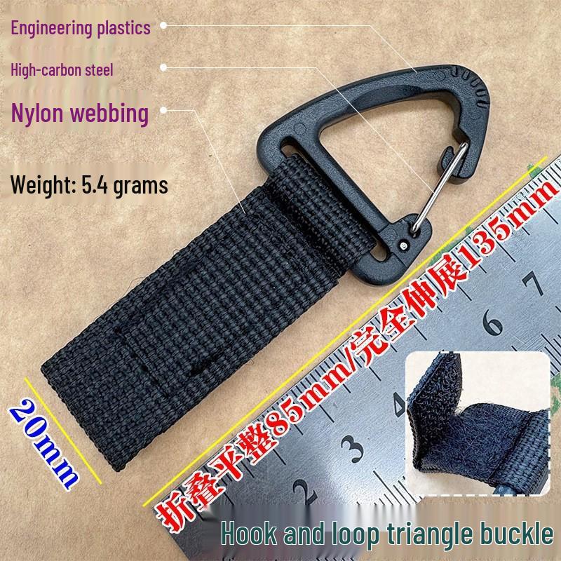 Triangle Buckle Nylon Webbing Quick Release ID Card Holder Carabiner Keychain for Backpack
