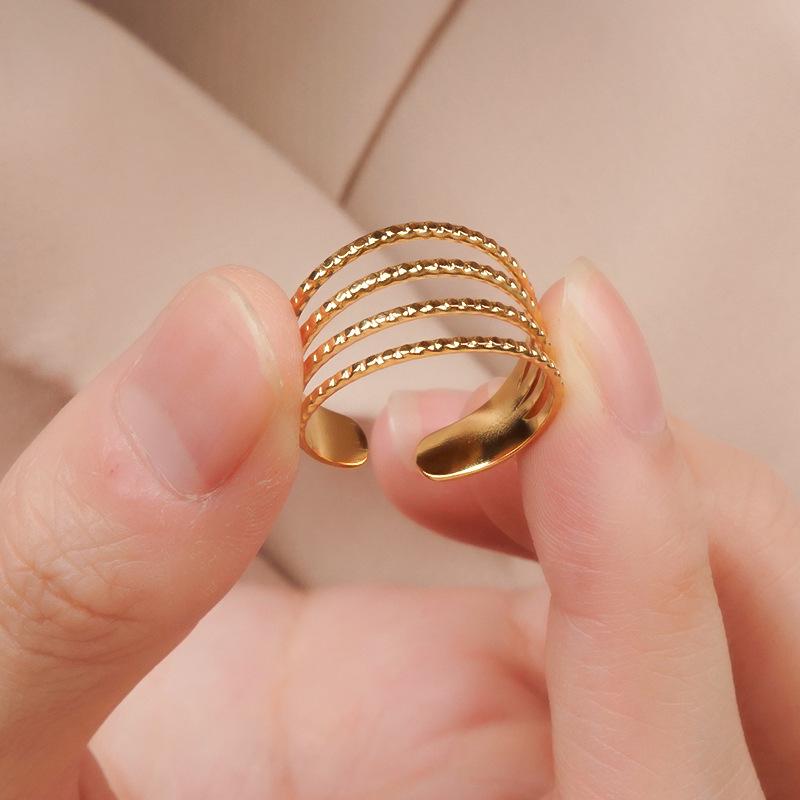 Korean-Style Geometric Titanium Steel Adjustable Index Ring