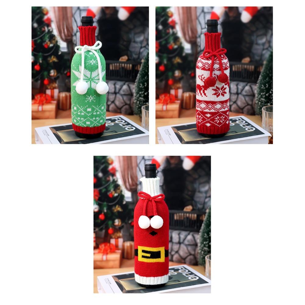 3Pack Knitted Wine Bottle Covers for Holiday Parties Suitable for Adding Festive Touch to Christmas and Seasonal Gatherings