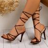 Summer New Cross Strap Slim Heel High-heeled Sandals Large Size Fashionable Banquet Elegant and Comfortable Sandals for Women's