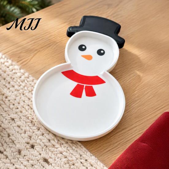 Christmas Snowman Serving Tray Tray, Holiday Party Decorative 3D Festive Snack Container Printed Platter Dish for Snacks, Candies, Goodies,