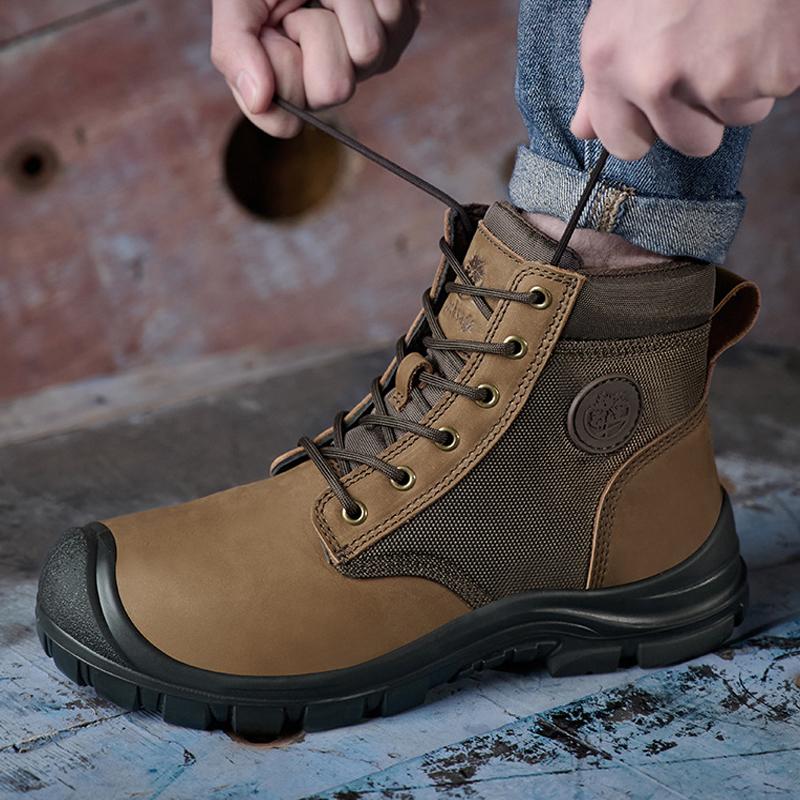 Genuine leather Safety boot for engineers Men Work Boots Steel toe shoes Puncture-Proof Security Indestructible shoes Quality