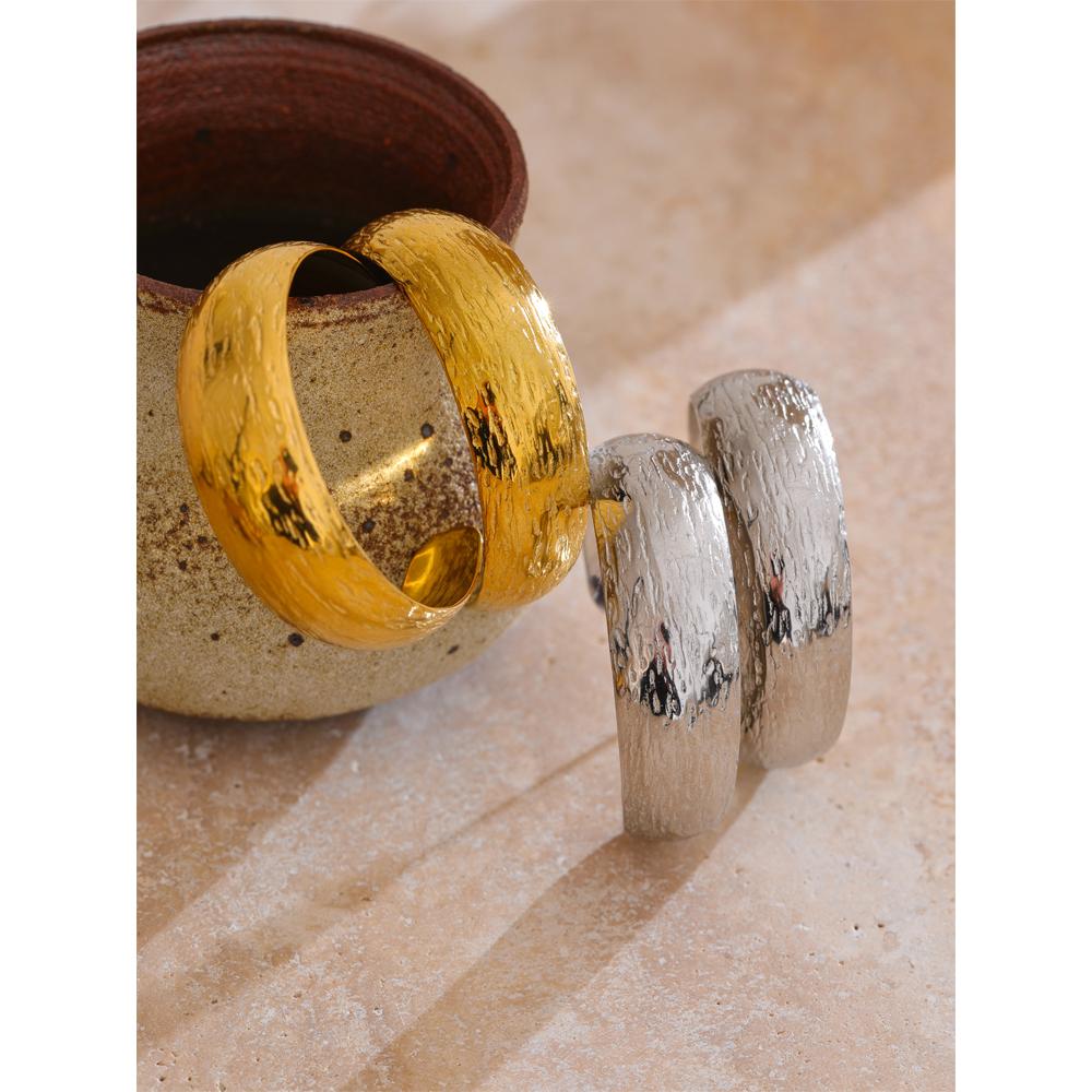 Eetit 316L Stainless Steel Polished Metal C Shape Daily Earrings Anti Allergic PVD Plated Trending Versatile Attractive Jewelry