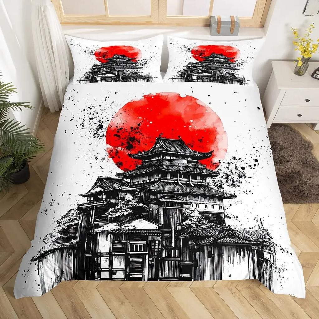 Japanese Sakura Duvet Cover Sets For Teens Queen Size Japanese Styles Quilt Covers Set 2 Pillowcases 1 Duvet Cover No Comforter
