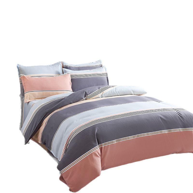 Flannel Plant Fiber Bedding Set Duvet Cover Sheet Pillowcase Student Dorm Single Double