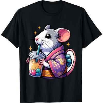 Rat Mouse Bubble Boba Tea Anime Cute Kawaii T-Shirt