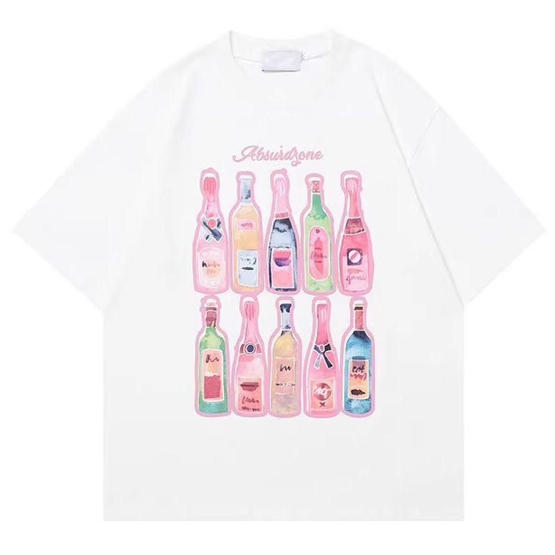 

Американский Уличный Милый 100% Летний Чистый Хлопок Новая Печать Свободный С коротким рукавом Повседневный Топ Футболка с коротким рукавом Тренд XXXL