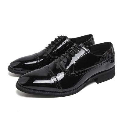 Men Oxfords Dress Brogues Derbys Brown Formal Business Black Patent Leather Shoes Tuxedo Wedding Shoes Over Sized