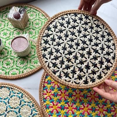 Creative Fashion Bamboo Handmade Ethnic Coaster Pot Pad Placemat Kitchen Western Restaurant Insulation Pad Wall Decoration Penda