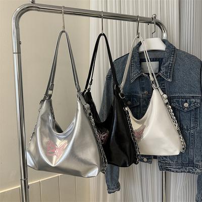 Summer Popular Silver Bag for Women New Trendy Fashion Chain Backpack Multifunctional One-shoulder Crossbody Bag