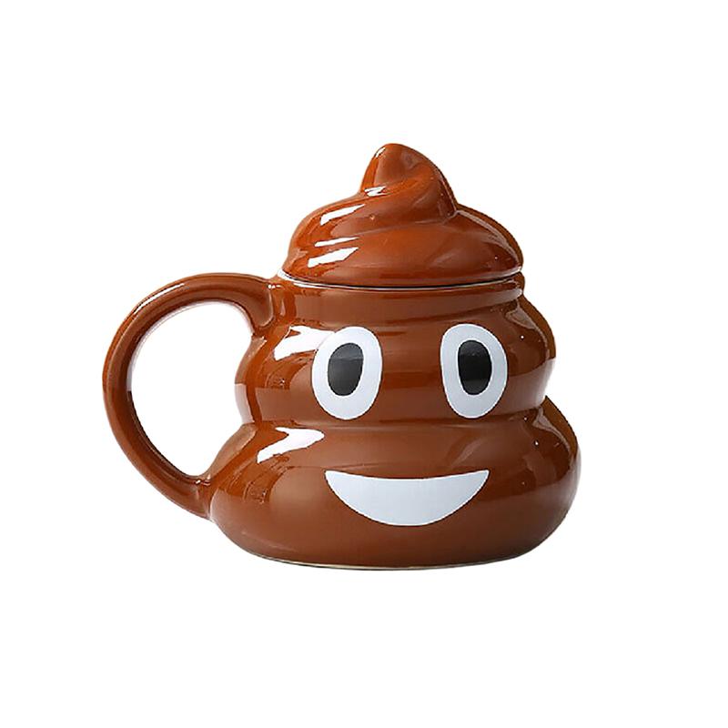

500 мл Забавная кружка-какашка Новинка Керамическая кружка с крышкой Кофейная кружка в форме коричневой какашки Веселая посуда для напитков Кружка Идеальные подарки для друзей